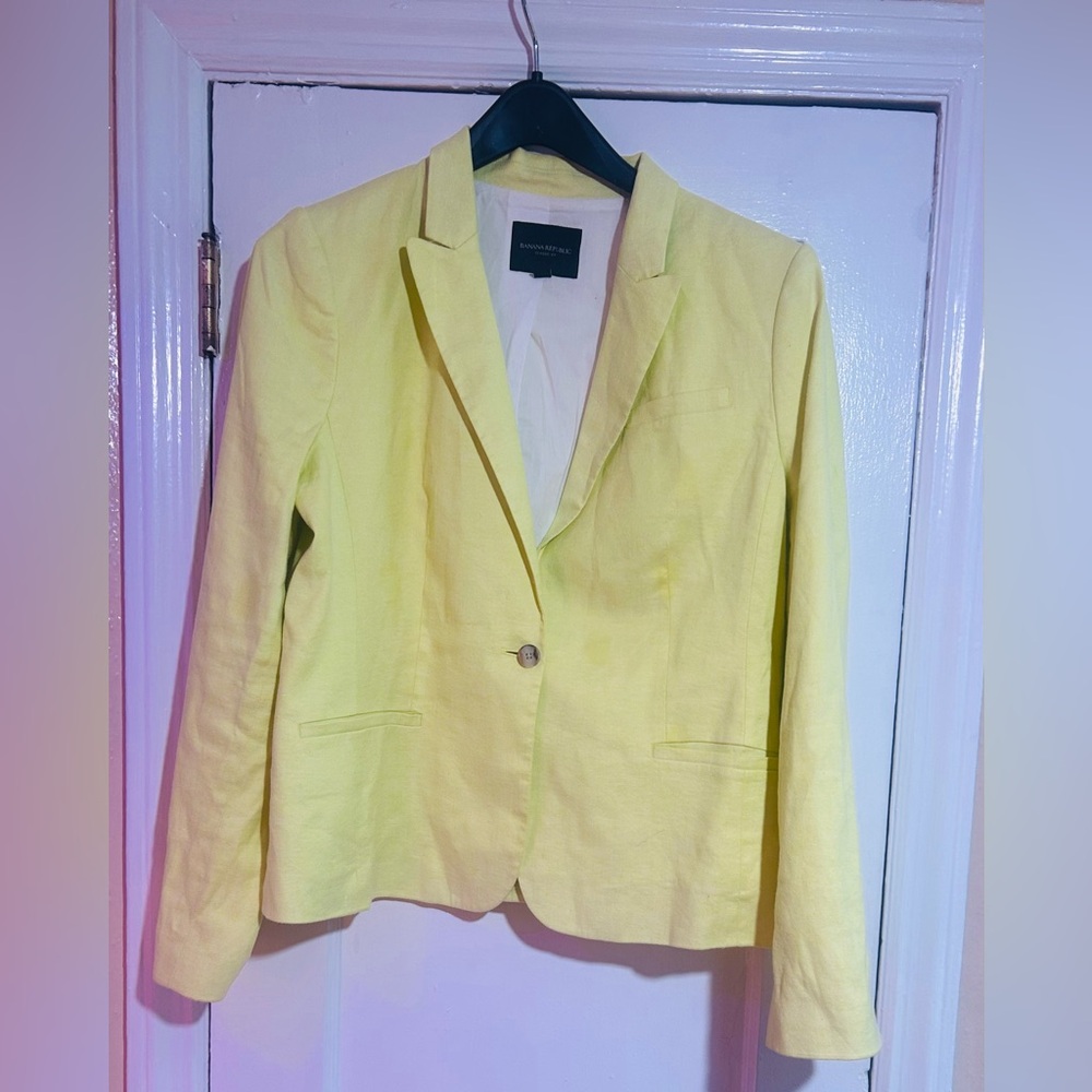 Banana Republic Light Yellow Linen Blazer